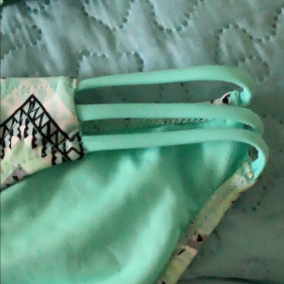 Trillium bikini Mint green black and white ruffle top like new see-threw… - Picture 5 of 10